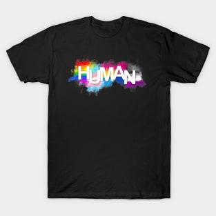 Unique Hand Drawn HUMAN Flags Paint Gay Pride Flag Queer T-Shirt